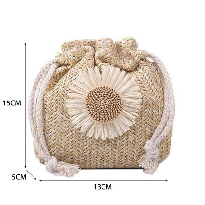 Straw Weave Bucket Bags Rattan Women Summer Beach Shoulder Bags Handbags Casual