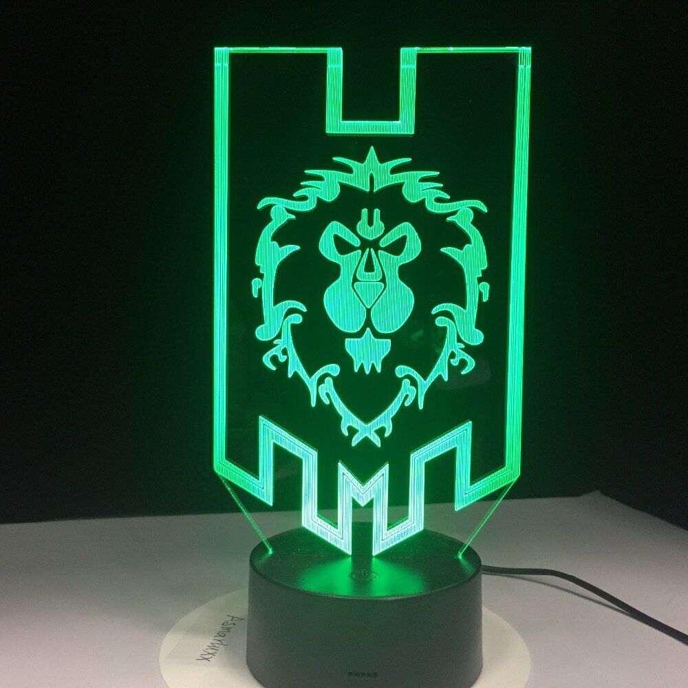 World of Warcraft 3D illusion LED Lamp Alliance Tribal Signs 7 color Night Light