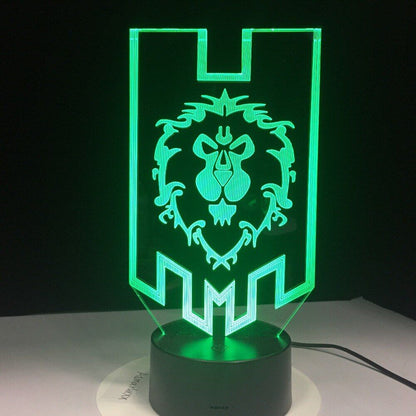 World of Warcraft 3D illusion LED Lamp Alliance Tribal Signs 7 color Night Light