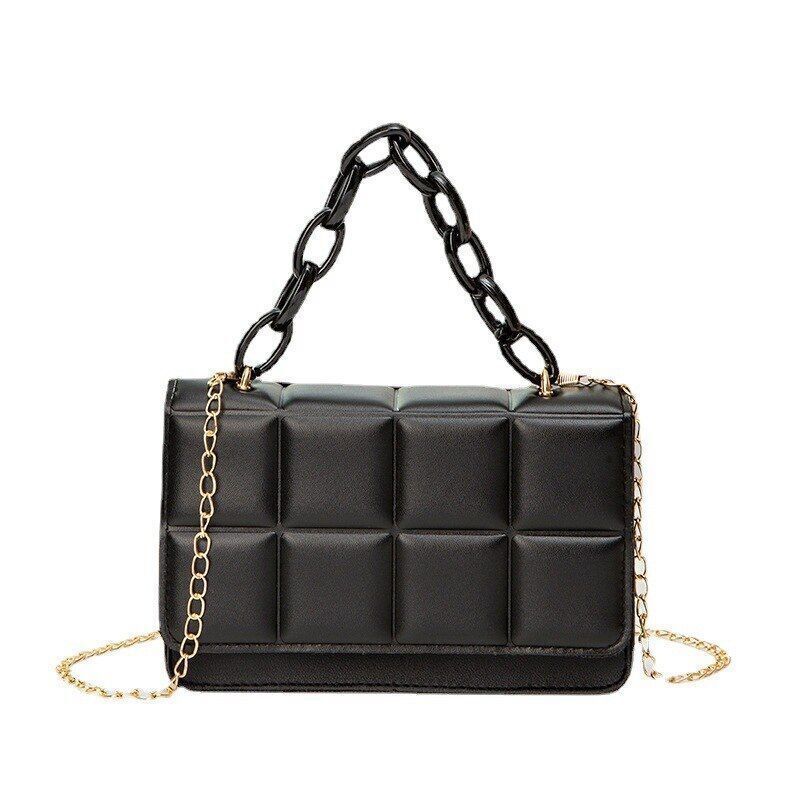 Synthetic Leather Shoulder Bag Chain Rhomboid Crossbody Purse Handbag Polyester