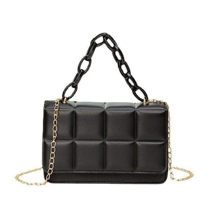 Synthetic Leather Shoulder Bag Chain Rhomboid Crossbody Purse Handbag Polyester