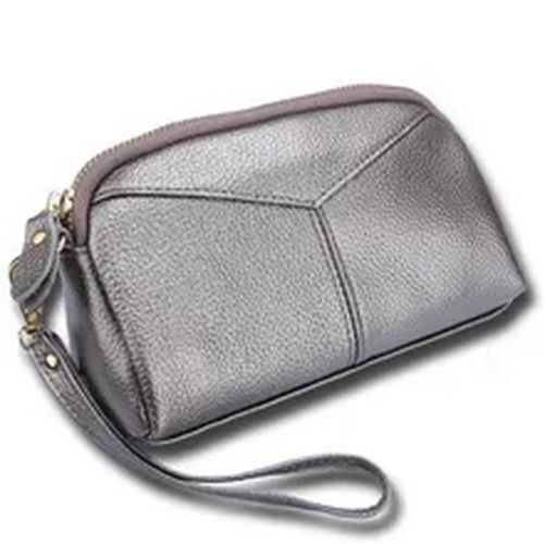 Casual Clutch Bag Genuine Cow Leather Wristlets Handbag Woman Wallet Soft Zipper