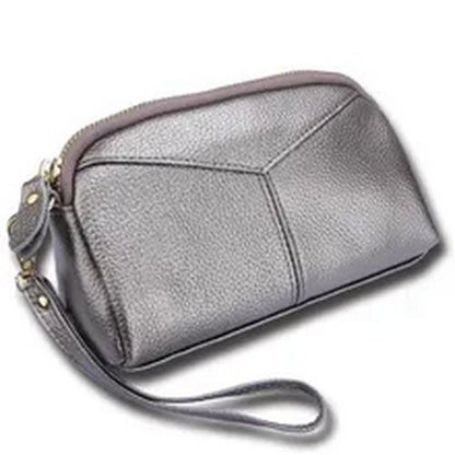 Casual Clutch Bag Genuine Cow Leather Wristlets Handbag Woman Wallet Soft Zipper