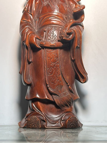 Vintage China Wooden Carved Three God Of Longevity Figure Statue Wood Sculpture