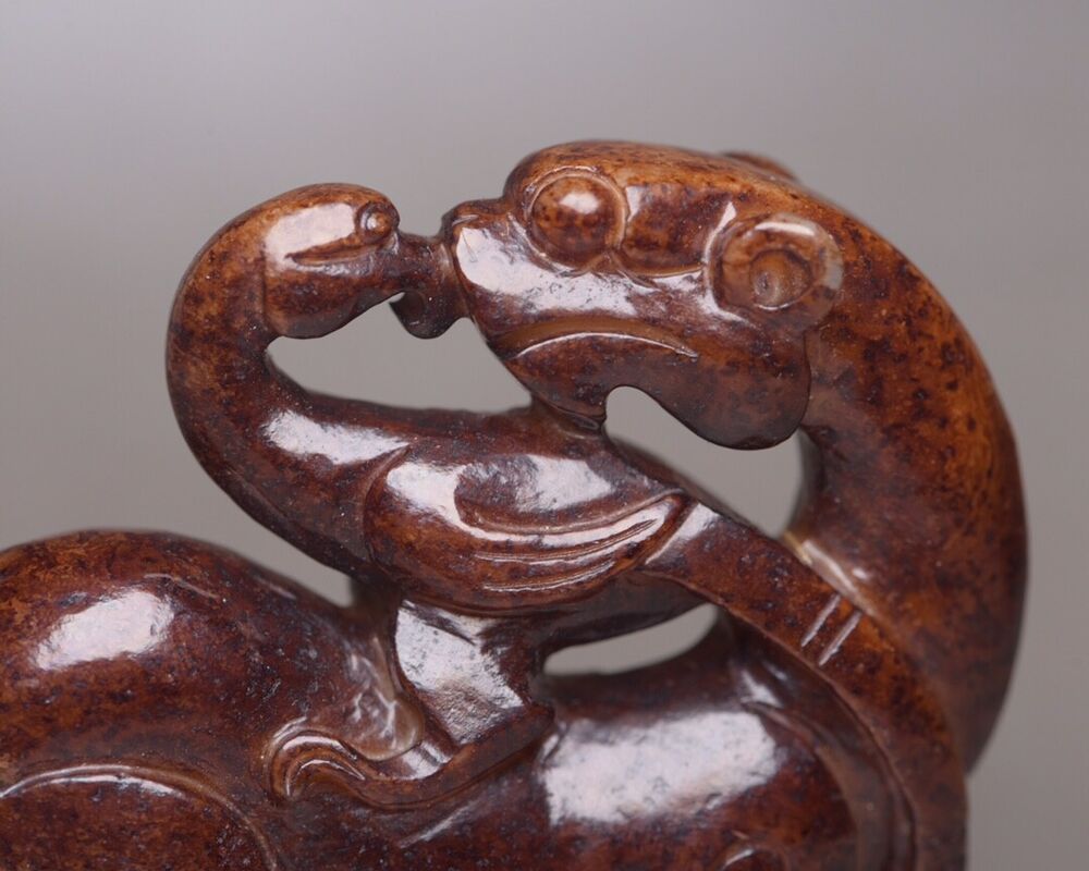 Chinese Natural Hetian Jade Hand Carving Beast Statue Unique Nice Figurines Art