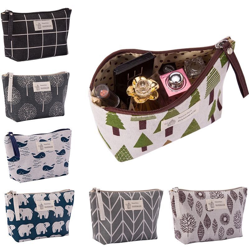 Canvas Makeup Bags Multicolor Pattern Cosmetic Travel Organizer Pouch 21*13*1 CM