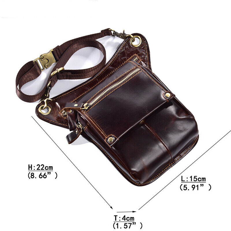 Motorcycle Outdoor Vintage Leather Drop Leg Bag Tactical Thigh Waist Fanny Pack