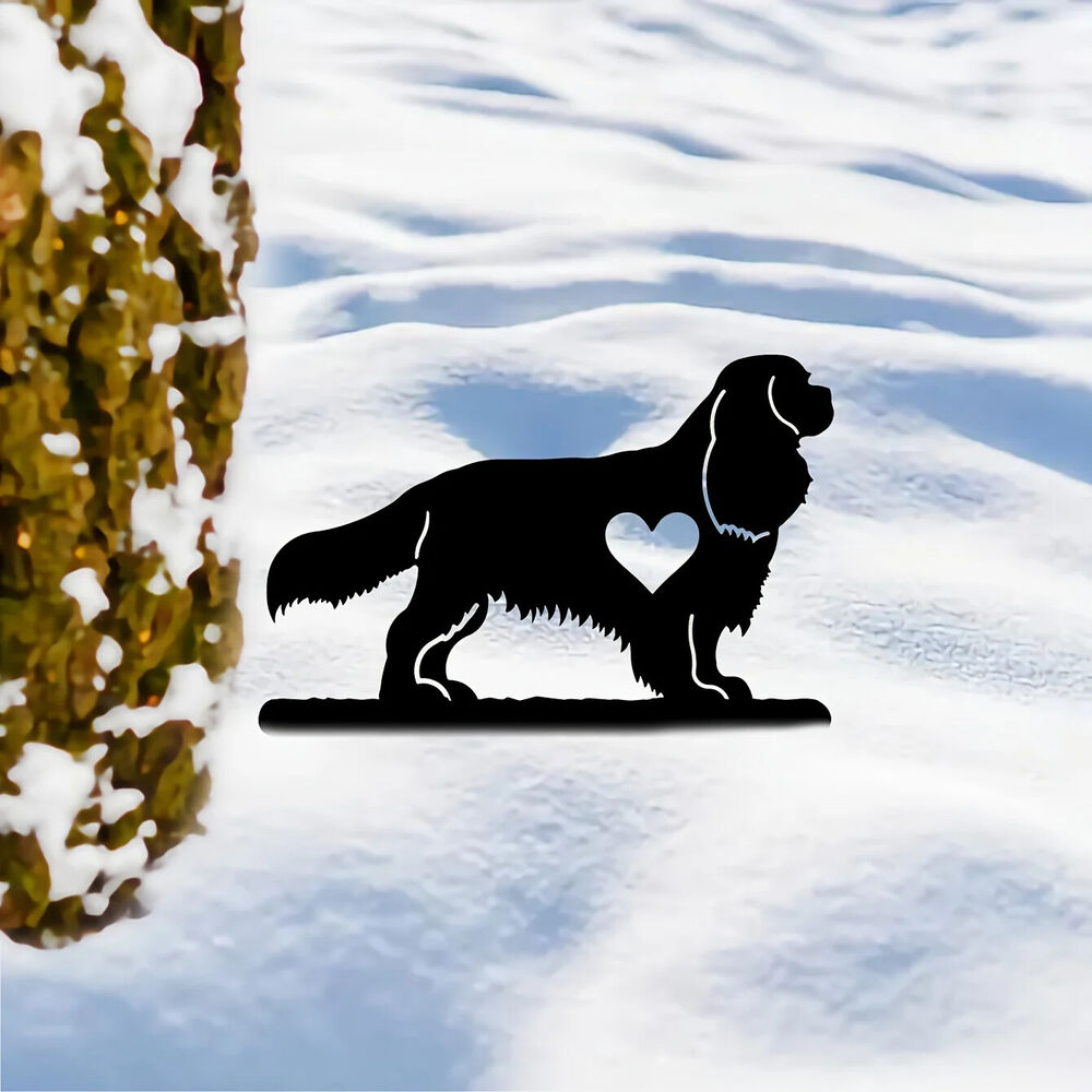 Dog Garden Stake Iron Art Silhouette Metal Yard Sign Courtyard Art Garden