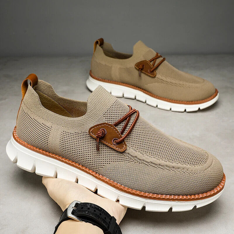 Men Casual Mesh Shoes Loafers Summer Breathable Light Weight Big Foot