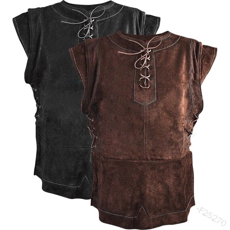 Men Medieval Buccaneer Vest Priate Costume Renaissance Steampunk Waistcoat Top