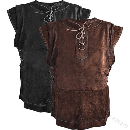Men Medieval Buccaneer Vest Priate Costume Renaissance Steampunk Waistcoat Top