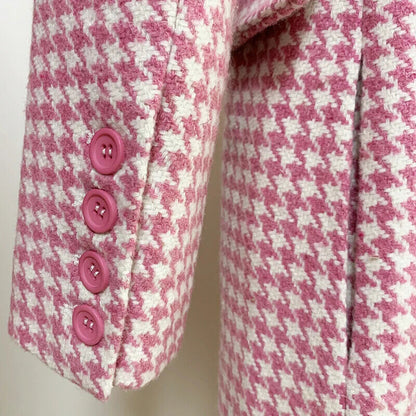 Fall Winter Overcoat Women's Double Breasted Pink Tweed Wool Long Coat