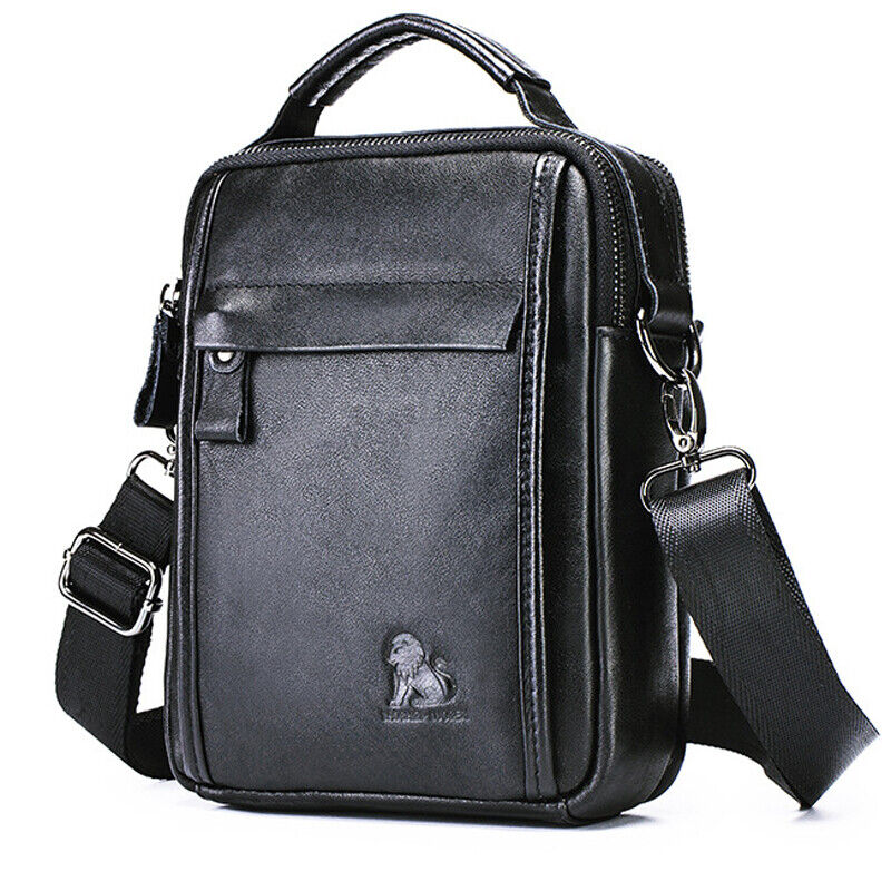 100% Genuine Leather Men's Sling Shoulder Bag Messenger Bag 8" Handbag Crossbody