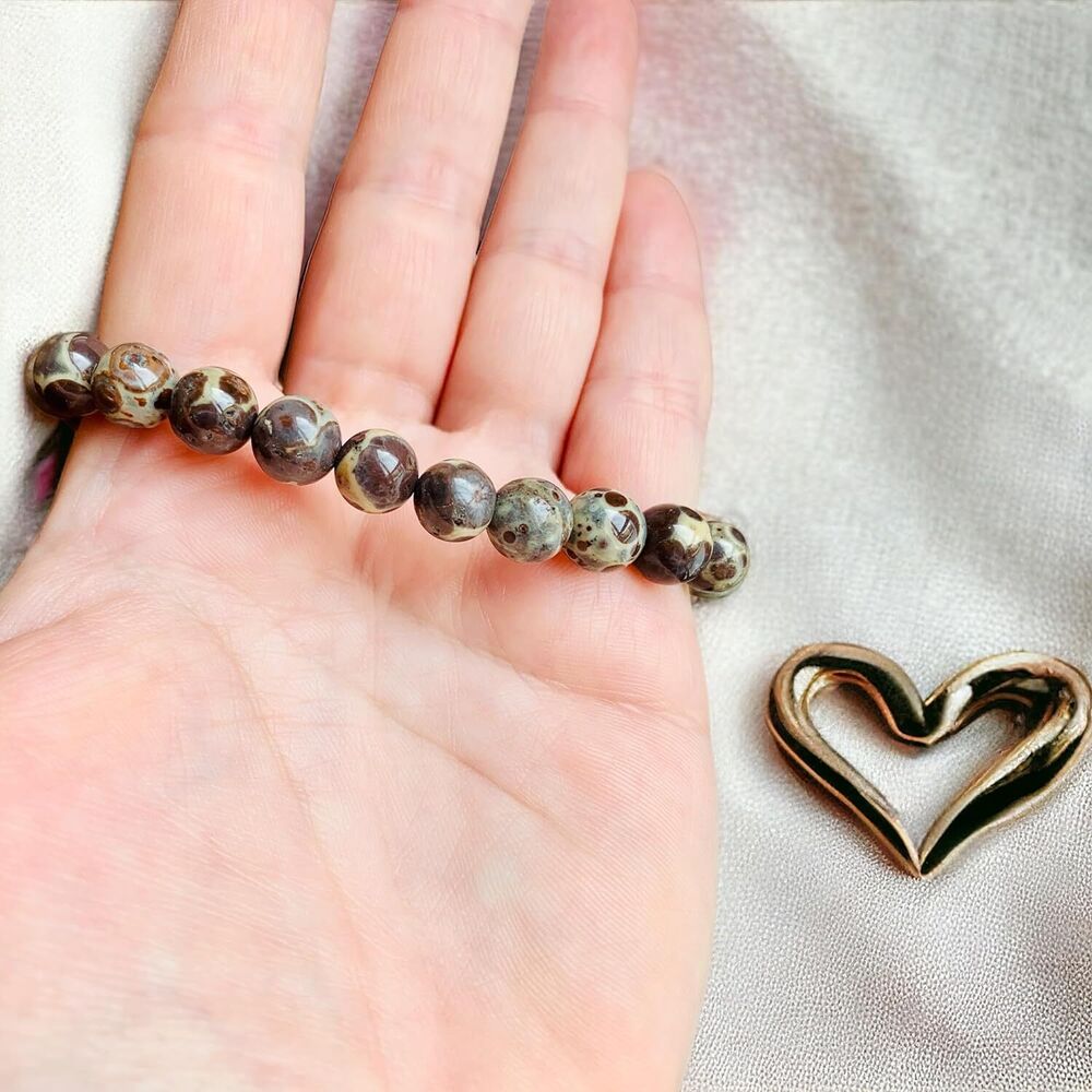 Crystal Asteroid Jasper Round Bead Stretch Bracelet Gift Meditation Crystals