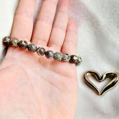 Crystal Asteroid Jasper Round Bead Stretch Bracelet Gift Meditation Crystals
