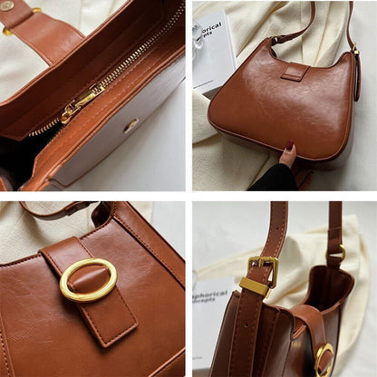 Moon Shoulder Bags Women PU Leather Crossbody Bag Work Ladies Handbags