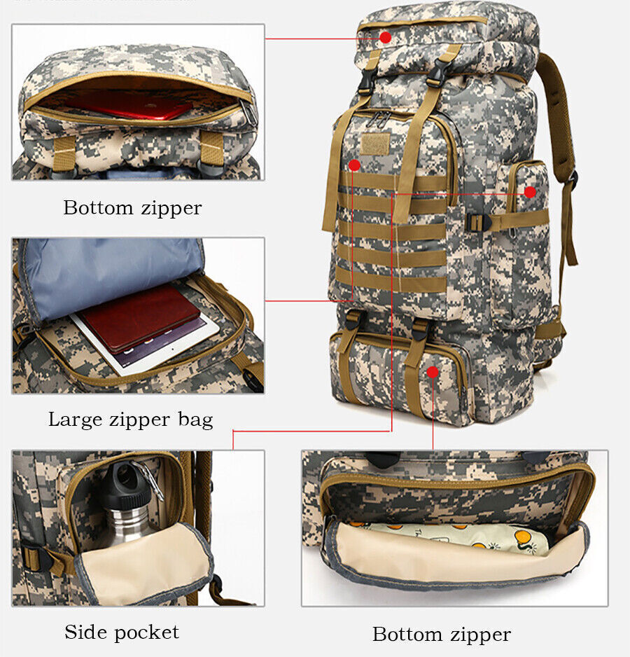 Molle Tactical Backpack Military Hiking Camping Backpack Rucksack Sports Bag
