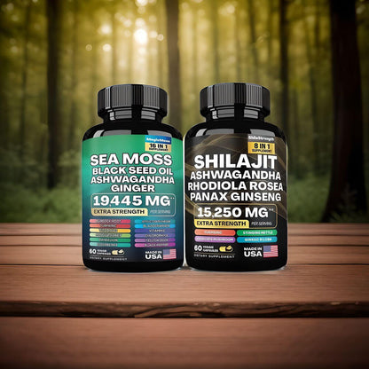 120 Count Sea Moss and Shilajit BUNDLE - Shilajit 9000 mg,Sea Moss 7000mg