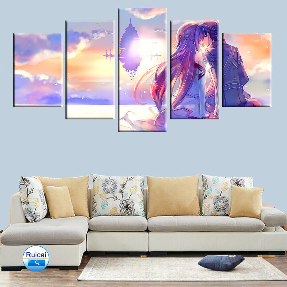 Anime sword art online romantic love poster canvas painting modular picture