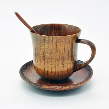 3pcs/set Wooden Cup Spoon Tea Set Wood Drinkware Coffee Tea Set Tool Accessories