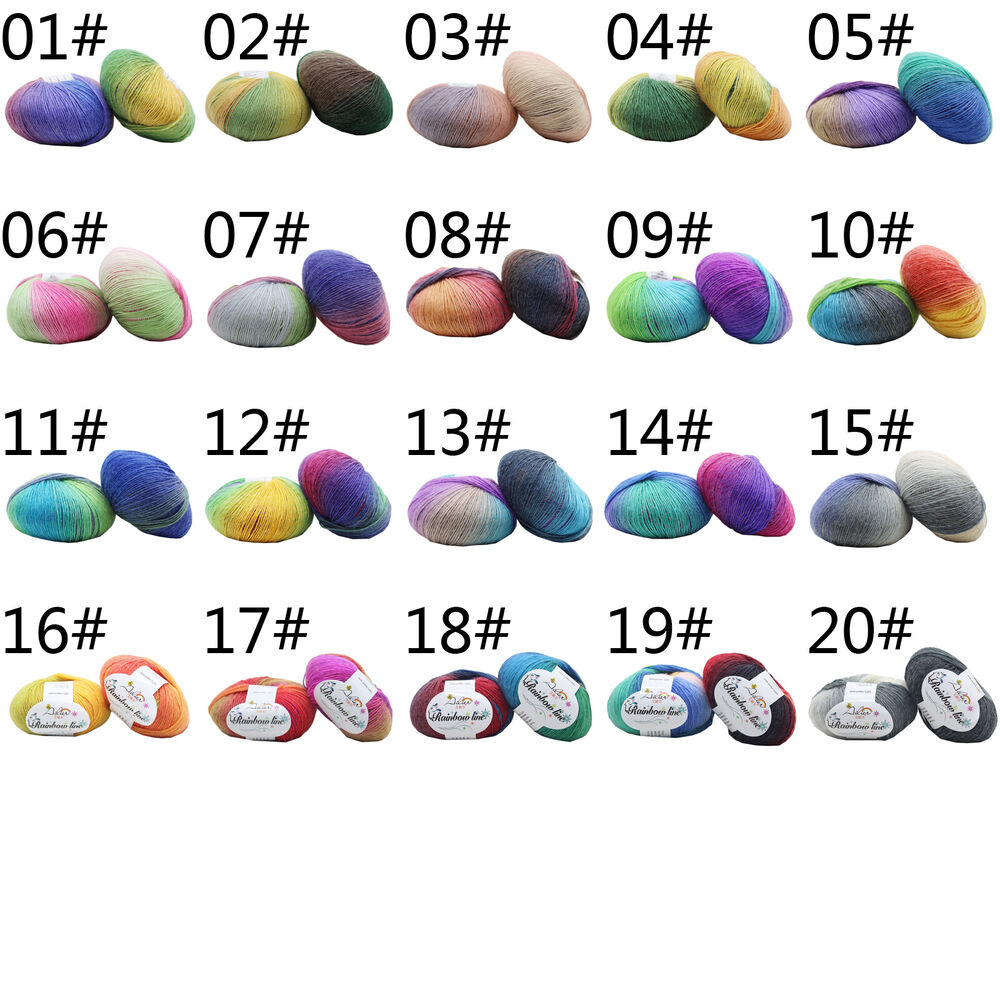 Hot Sale 50g Crochet soft Rainbow Dyeing Wool Yarn Crafts Hand Knitting Yarn