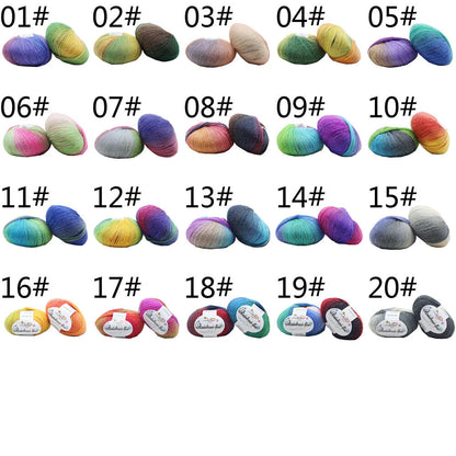 Hot Sale 50g Crochet soft Rainbow Dyeing Wool Yarn Crafts Hand Knitting Yarn