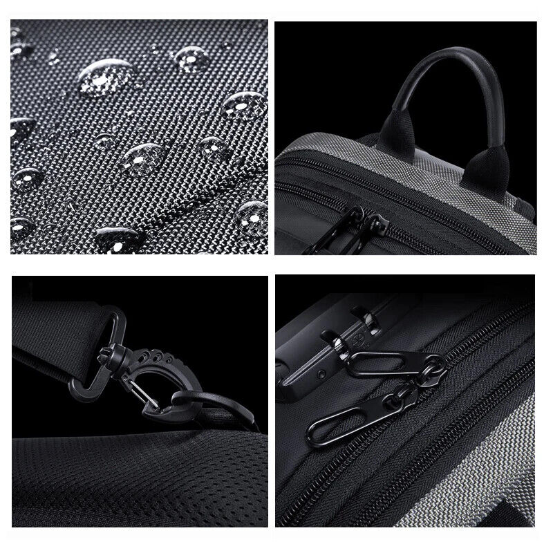Men's Lock Shoulder Bag USB Cross Body Chest Bags Travel Crossbody Pack Pack