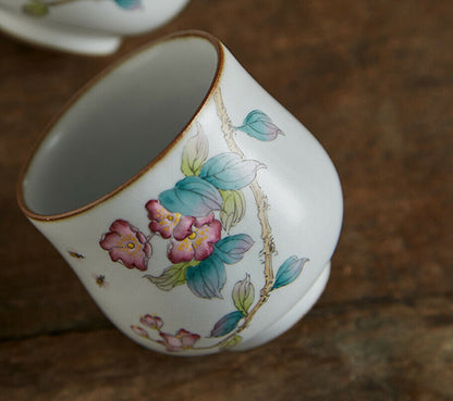 100cc China Song Dynasty Antique master tea cup ruyao begonia flower ceramic cup