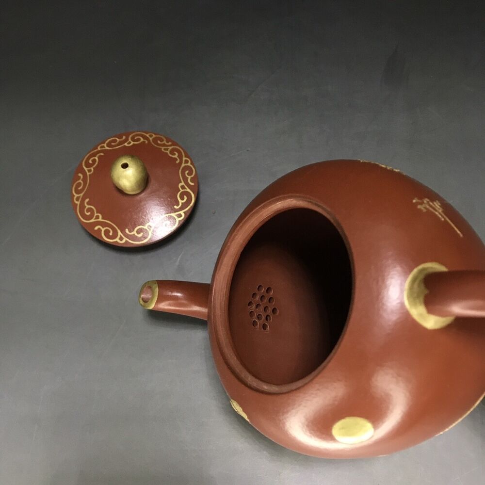 vintage chinese yixing purple clay teapot zisha ceremony carving Collectible art