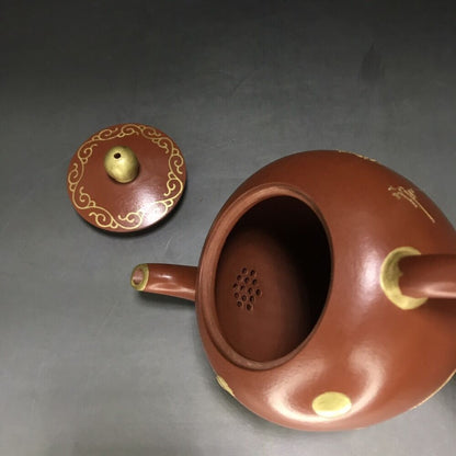 vintage chinese yixing purple clay teapot zisha ceremony carving Collectible art