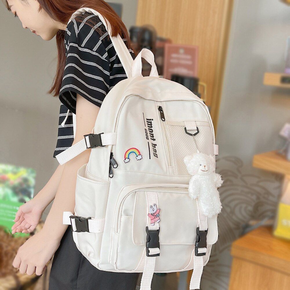 Blue Waterproof Backpack Nylon School Bag College Student Mesh 30*12*42CM Travel