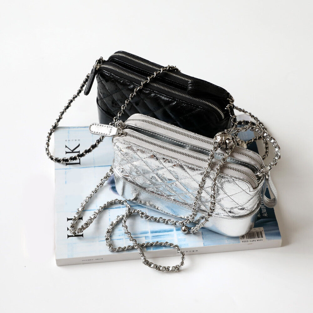 Small Mini Quilted Real Leather Clutch Shoulder Bag Wallet Chains Purse Handbag