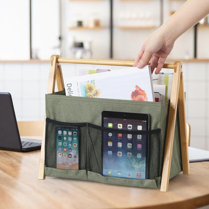Magazine Holder Foldable Rack Basket with Pocket Book Bin Caddy Organizer Gift