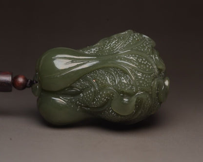 Chinese Natural Hetian Jade Carving Chinese Cabbage Exquisite Pendant Jewelry
