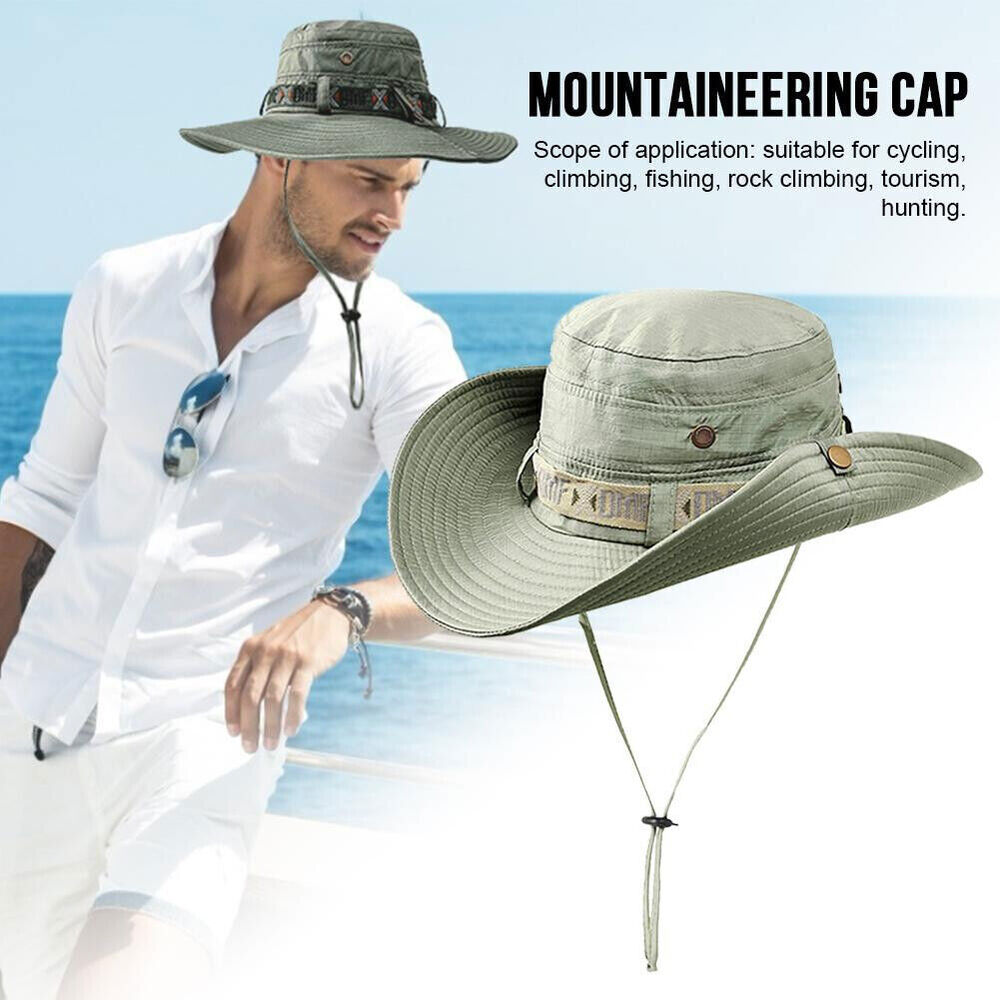 Bucket Hat Cap Cotton Fishing Boonie Brim visor Men Sun Safari Summer Camping