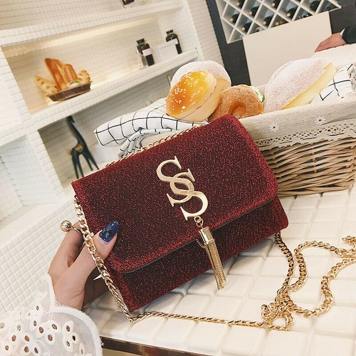 Sequin Flap Crossbody Bag Tassel Chain Ladies Party Handbag Purse Messenger Bags