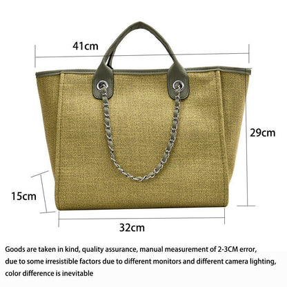 Women Chain Tote Bag Shoulder Bags Beach Canvas Handbags Women's Bag