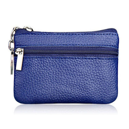 Soft Men Women Card Coin Key Holder Zip Wallet Pouch Bag Purse 10.7*7.3cm Purple