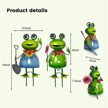 Frog Statue Metal Figurine Garden Outdoor Decor Yard 3D Art Sculpture 15x8x5inch
