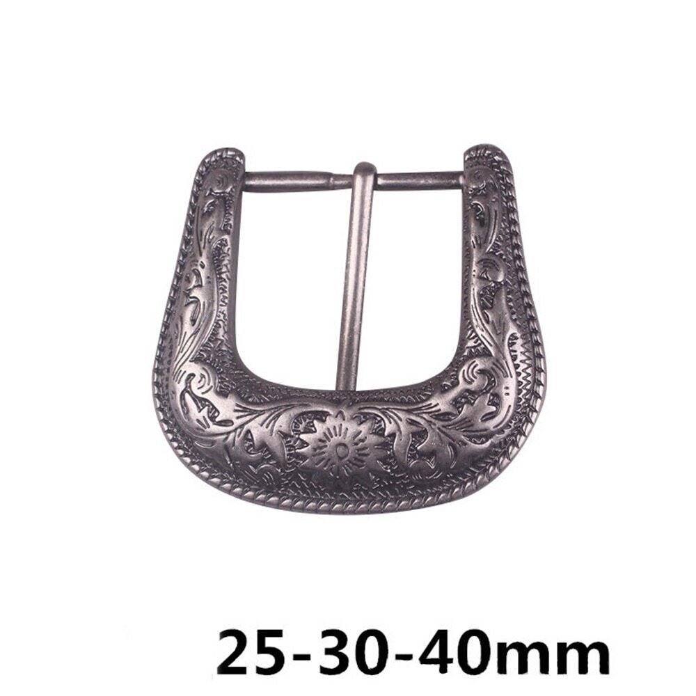 Men Belt Buckle Set 3Pcs Metal Vintage Carve Pattern Handmake DIY Leather Craft