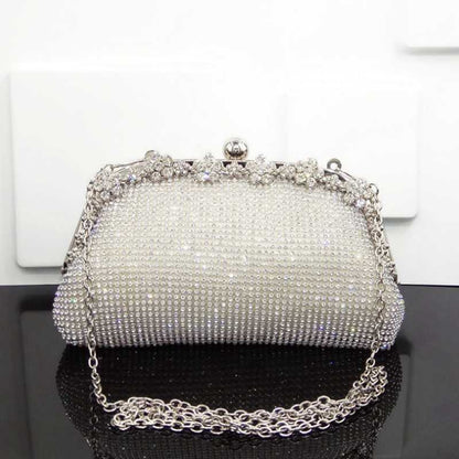 Chain Evening Bag Silver Wedding Bags Bride Women Party Handbag Clutch