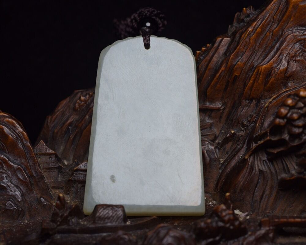 Chinese Natural Hetian Jade Carving Landscape Statue Exquisite Pendant Jewelry