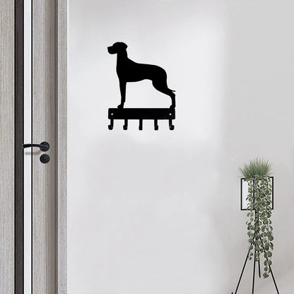 Great Dane (Natural Ears) Dog-Key Hooks & Keychain Holder- 6 inch Metal Wall Art