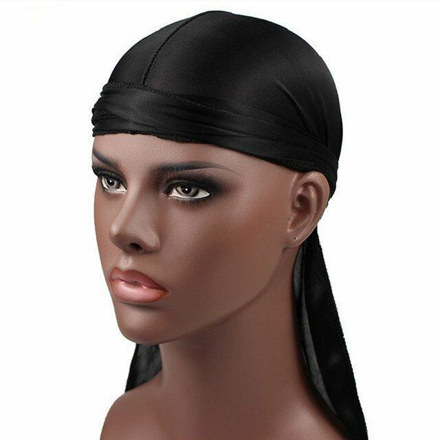 Satin Stretchy Cap Hip Hop Wigs Turban Bandana Headwear Solid Hair Accessories
