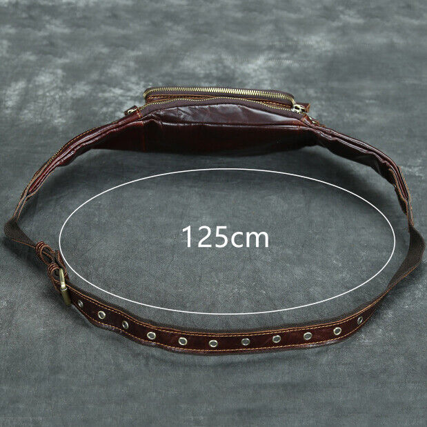 Men's Outdoor Genuine Leather Waist Fanny Pack Crossbody Bags Sling Shoulder Bag