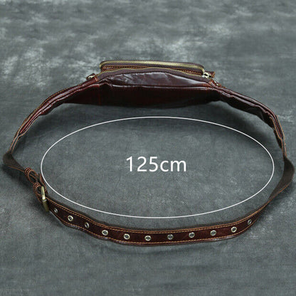 Men's Outdoor Genuine Leather Waist Fanny Pack Crossbody Bags Sling Shoulder Bag