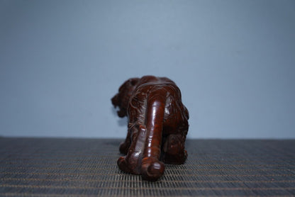 Chinese Wood Carving Boxwood Tiger Figurine Statue Wooden Sculptures Home Decor