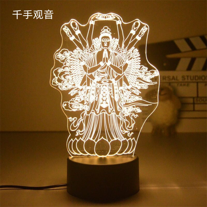 LED Night Light USB Buddha Lamp Shurangama Mantra Heart Sutra Attract Wealth