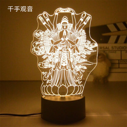 LED Night Light USB Buddha Lamp Shurangama Mantra Heart Sutra Attract Wealth