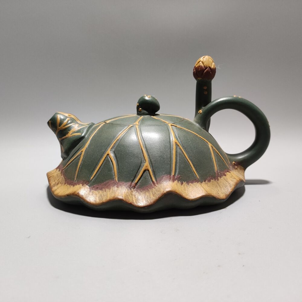 Vintage Chinese Yixing Purple Clay Teapot Zisha Ceremony Fine Lotus Leaf Teaware
